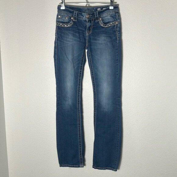 Miss Me Denim - Miss Me slim Boot Cut Jeans w/Rhinestone embellished Embroidered Pocket size 26